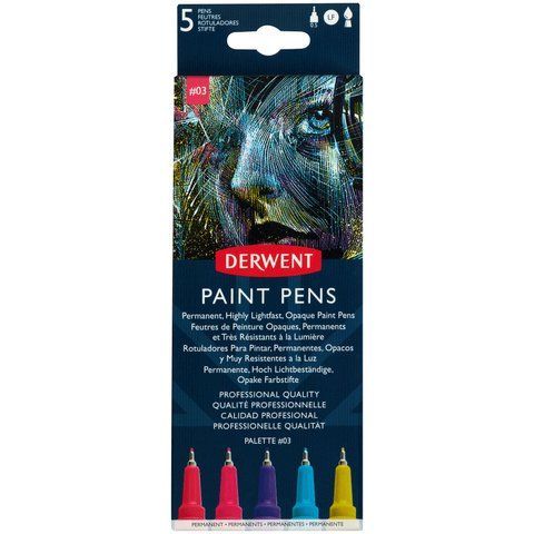 Набір кольорових ручок PAINT PEN PALETTE №3 5шт Derwent 5028252594868 фото