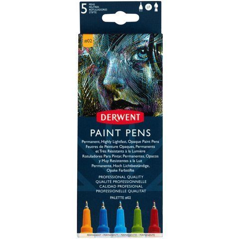 Набір кольорових ручок PAINT PEN PALETTE №2 5шт Derwent 5028252594851 фото