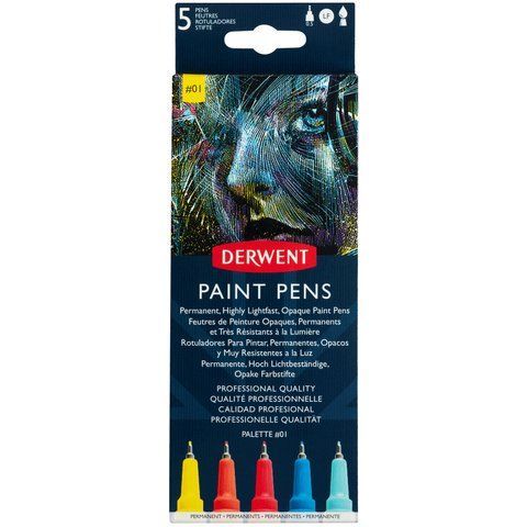 Набір кольорових ручок PAINT PEN PALETTE №1 5шт Derwent 5028252594844 фото