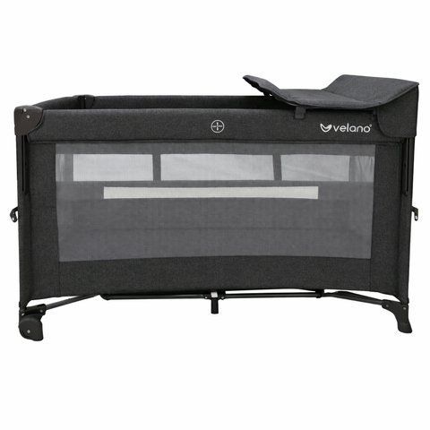 Ліжко-манеж дитяче з другим ярусом та пеленатором VELANO Tino, dark grey 46160 фото