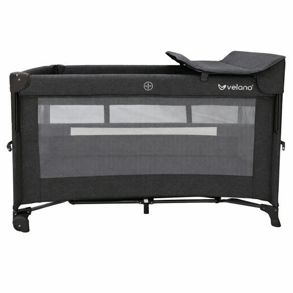 Ліжко-манеж дитяче з другим ярусом та пеленатором VELANO Tino, dark grey 46160 фото Ліжко-манеж дитяче з другим ярусом та пеленатором VELANO Tino, dark grey 46160 фото