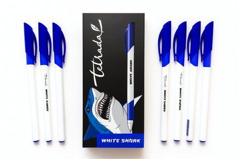 Гелева ручка синя Tetrada White Shark 10 шт в упаковці HG-811 фото