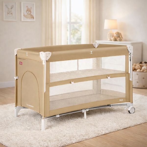Манеж CARRELLO Porta CRL-18103 Sand Beige з другим дном MOQ CRL-18103 Sand Beige фото Манеж CARRELLO Porta CRL-18103 Sand Beige з другим дном MOQ CRL-18103 Sand Beige фото